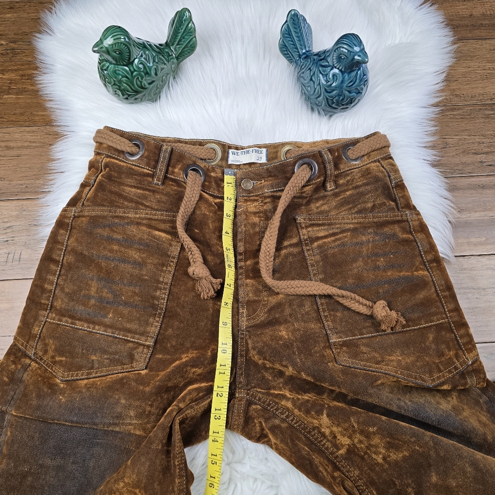 Free People We The Free Flocked Moxie Barrel Jeans Rust Size 29 - Picture 10 of 16